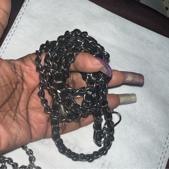 ๐Unbranded Leather 47โ Chain for Bags and Wallets - Black-Gunmetal PRICE FOR ONE - Picture 7 of 7